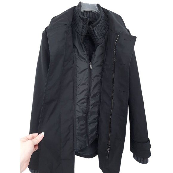 Zara Man Classic Sport Black Double Breasted Peacoat Zip Out Liner Coat Jacket L - Picture 6 of 12